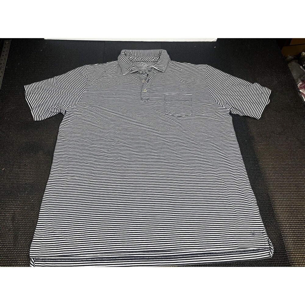 Peter‎ Millar Polo Shirt Mens XL Black Golf Driving Range Commute Office Stripe